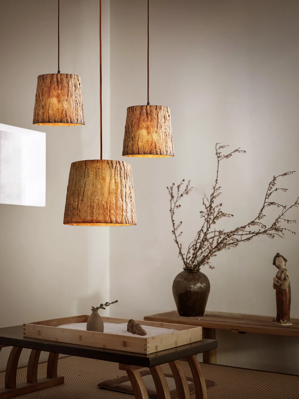 

Vintage Resin Tree Stump Pendant Lights Retro LED Hanging Lamp Fixture Dining Room Restaurant Bar Cafe Indoor Decor Lighting E27
