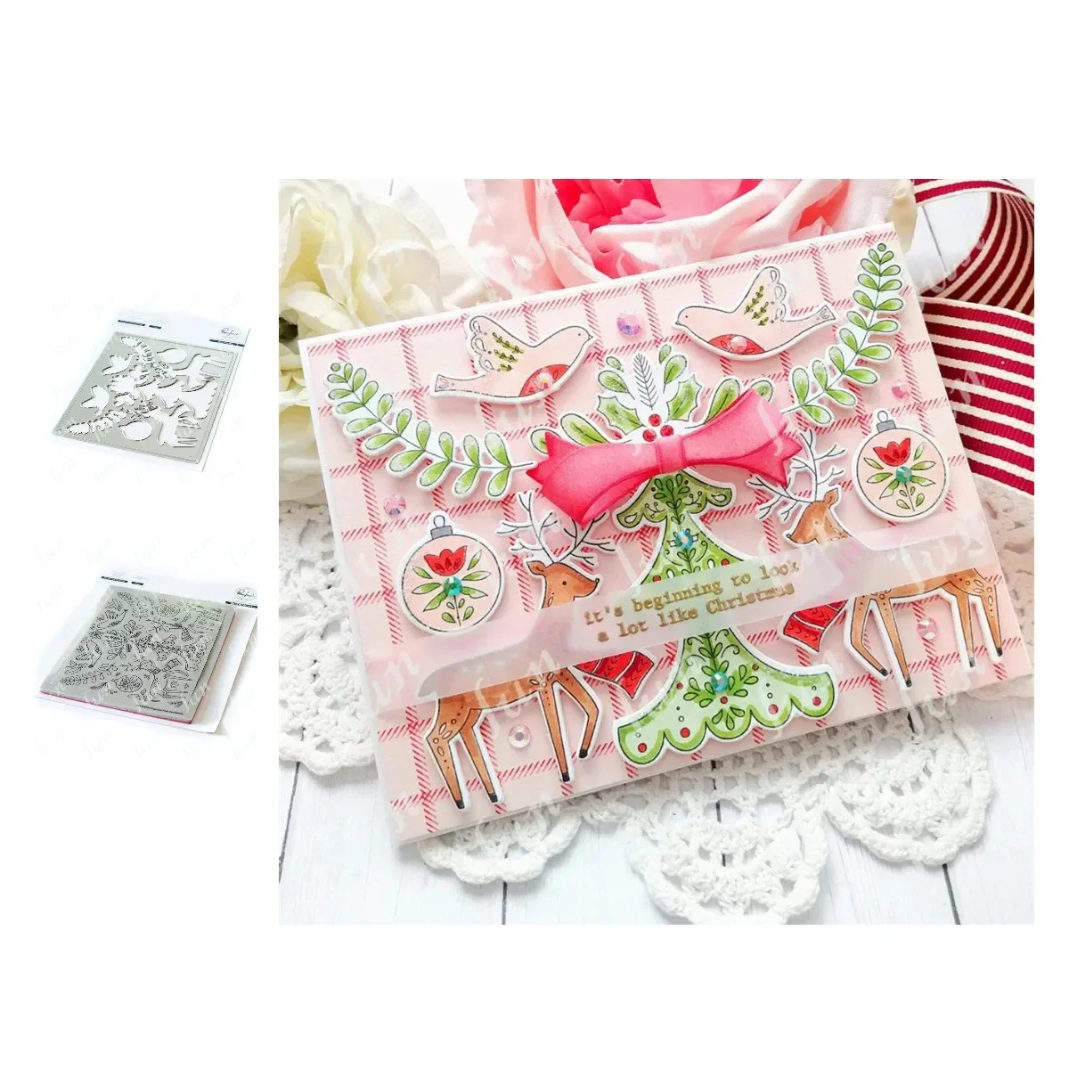 

New Folk Christmas Clear Stamps and Metal Cutting Dies Sets for Diy Paper Craft Making Greeting Cards Scrapbooking&stamping