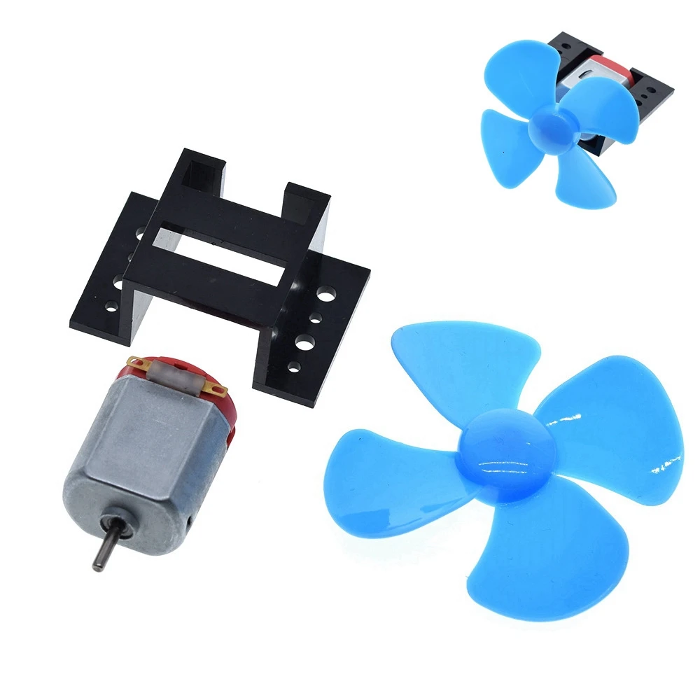 1/3 Satz DC Micro 130 Getriebemotor mit Lüfterflügel SMAll Propeller 3-6 V für Arduino DIY Experiment + Motorbasis