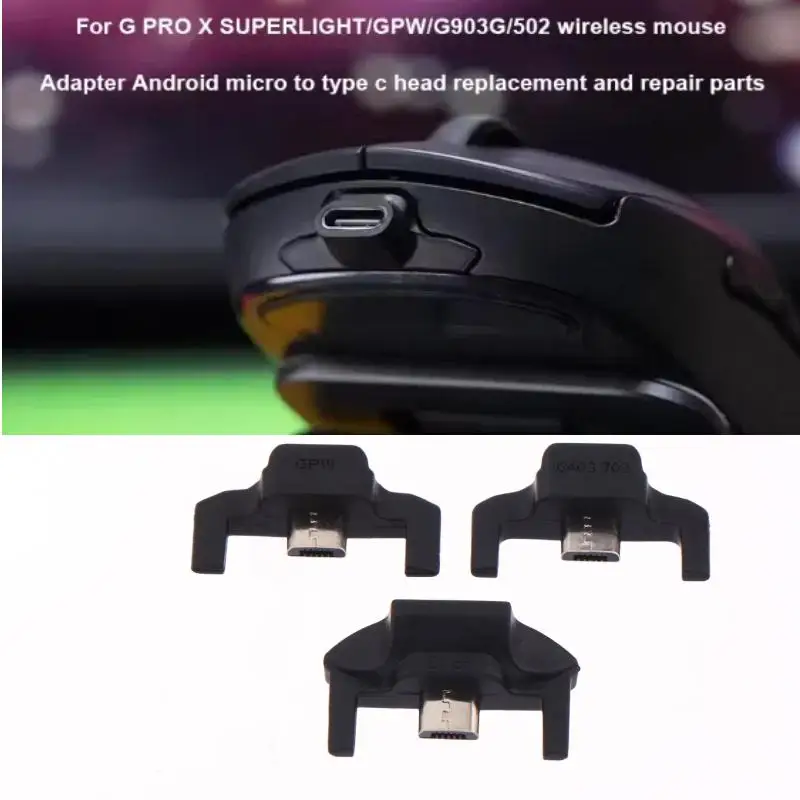GPW G903 G502 무선 G703 마우스용 범용 마이크로 USB 어댑터 안드로이드 포트 교체 수리 부품
