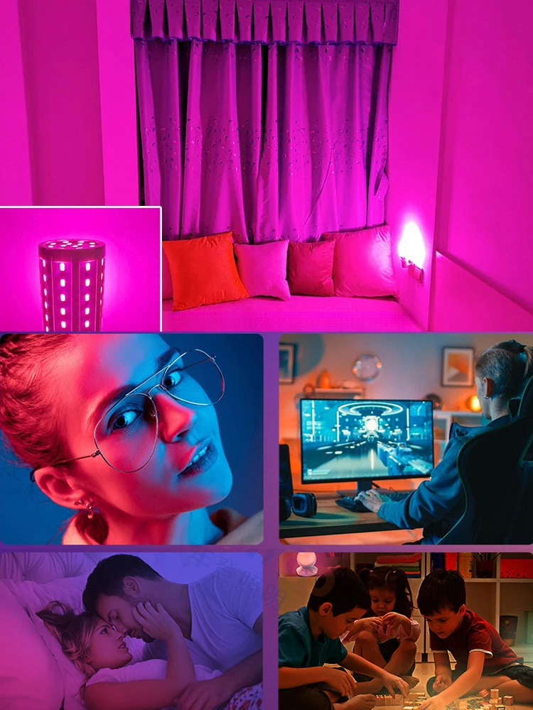LED Red Green Yellow Pink Purple Blue Light Bulb E27 E14 True Power 5W 85-265V Holiday Night Light Christmas Bulb smart led light bulb
