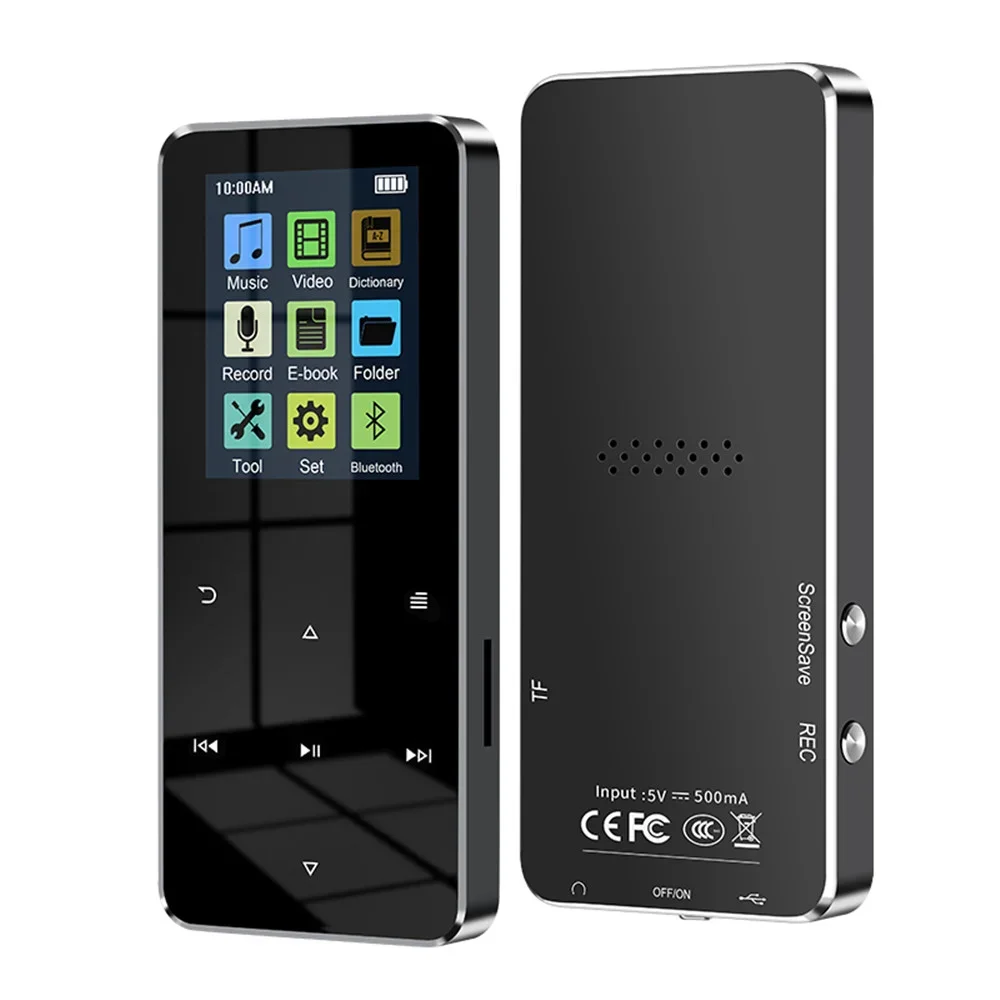 1.8 Inch Metal Touch MP3 MP4 Music Walkman Player Bluetooth 5.0 FM Radio Alarm Clock Pedometer E-Book Built-in Speaker Audio New