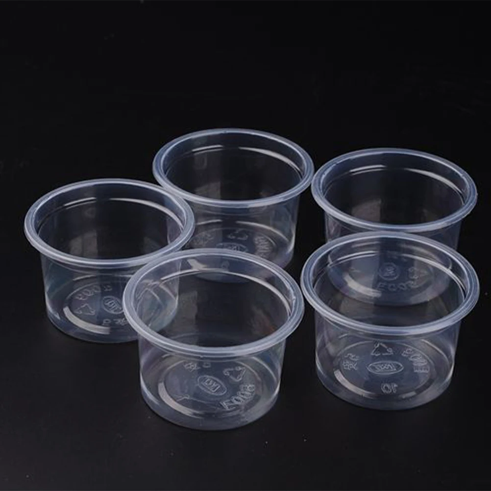Disposable Plastic Container Portion Cups Bowls with Lids 100PCS for Mousses Sauce Jelly Yogurt shop Ice cream
