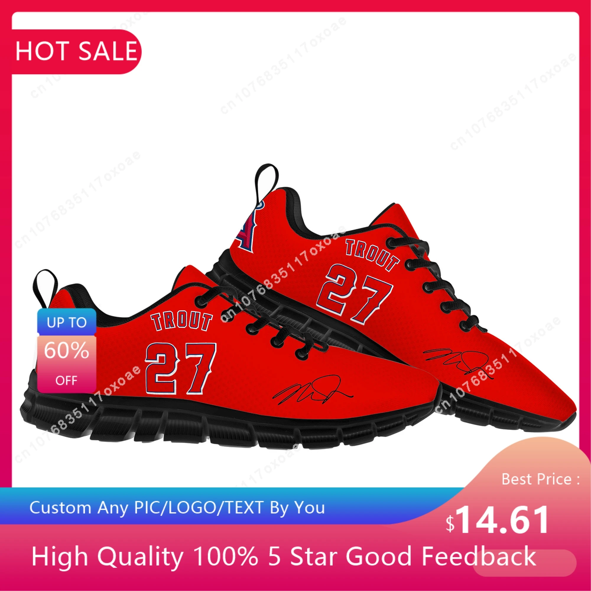 

Los Angeles baseball Sports Shoes Men Women Teenager Kids Children Sneakers Angels Mike Trout NO 27 America Sneaker Custom Shoes