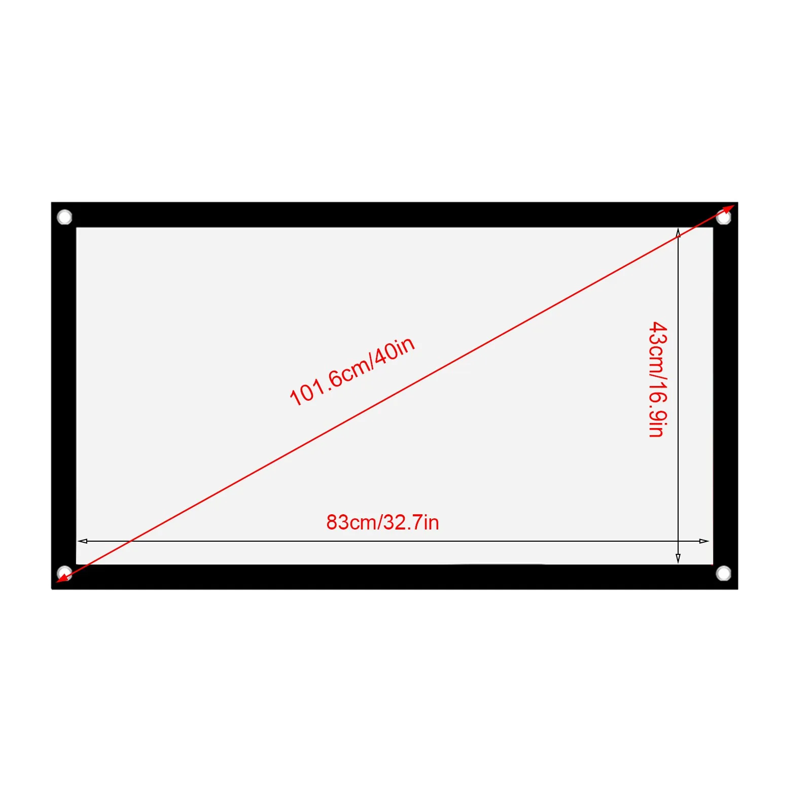 16:9 Thicken Portable Non Crease Soft White Polyester Projector Curtain Projection Screen(40in )