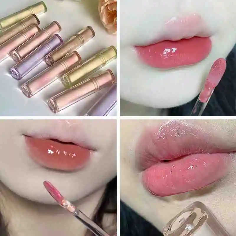 Lip Gloss Frozen Tea Mirror Lip Glaze Hydrating Glass Jelly Gradual Circular Tube Multi Color Moisturizing