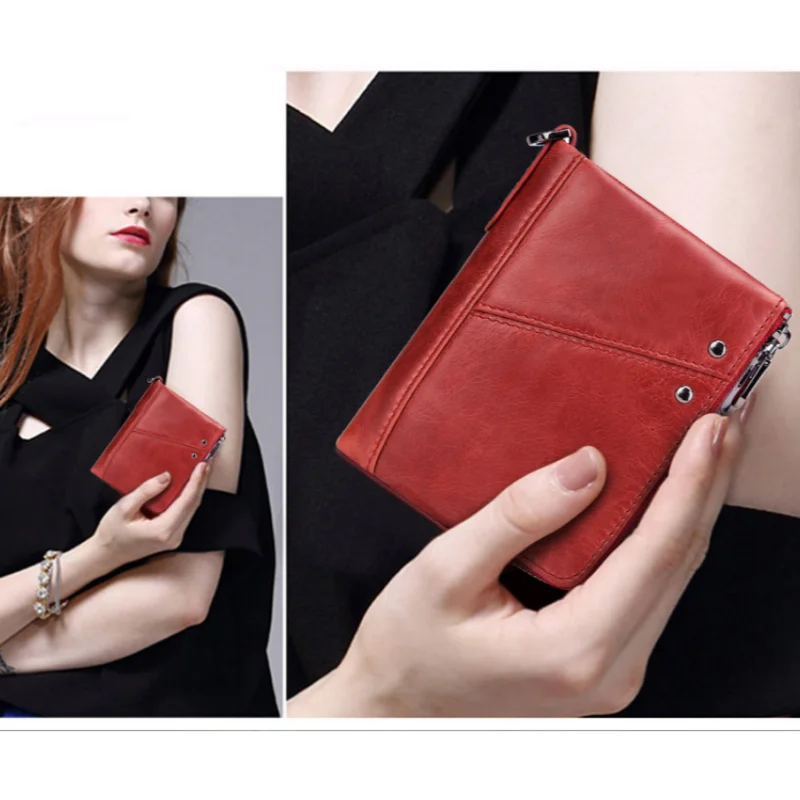 RFID Blocking Genuine Leather Men's Bifold Wallet with Zippered Coin Pocket