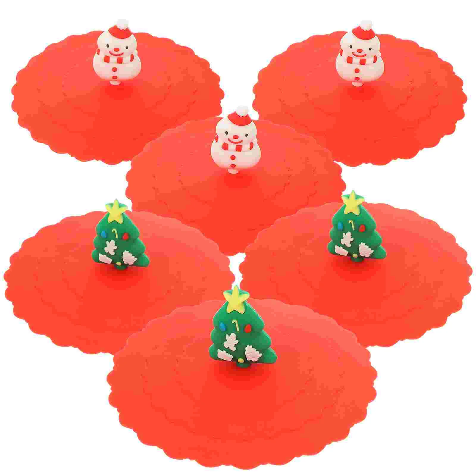 

6 шт. рождественские силиконовые крышки для чашек, герметичные крышки для пылезащитных кружек