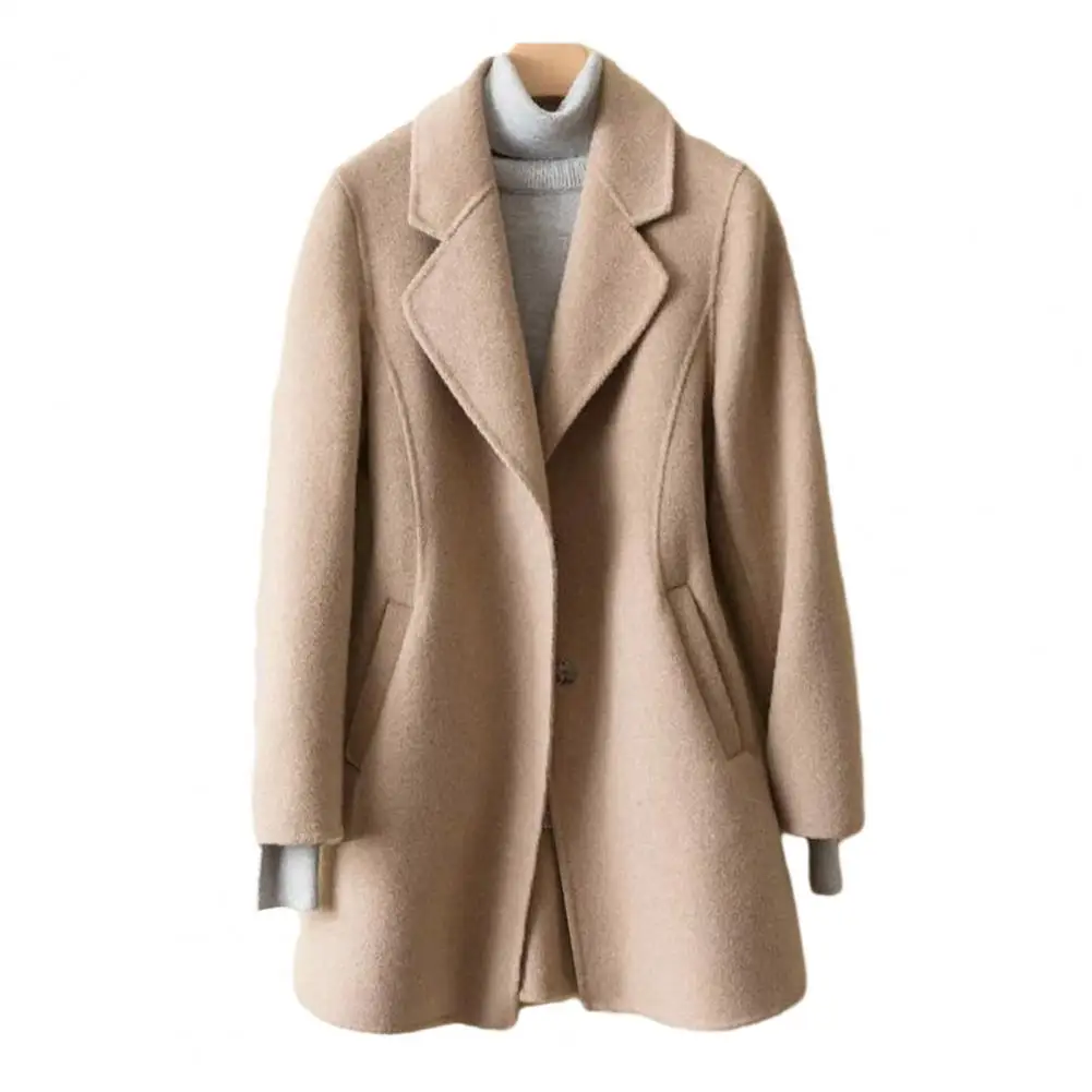 

Elegant Women Coat Turn-down Collar Slant Pocket Long Sleeves Regular Female Jacket Outwear chaquetas para mujeres