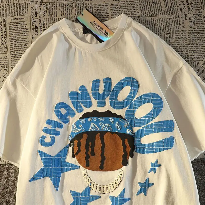 

100% Cotton High Quality Oversized T Shirt 90s American Hip Hop Boy Cartoon Graffiti Tees Unisex Summer Loose Short Sleeve Tops