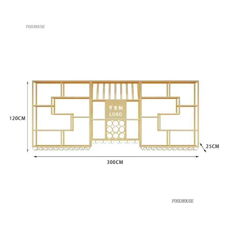 Customizable Bar Wine Cabinets Hanging Wine Rack for Living Room Restaurant Bar Furniture Wrought Iron Display