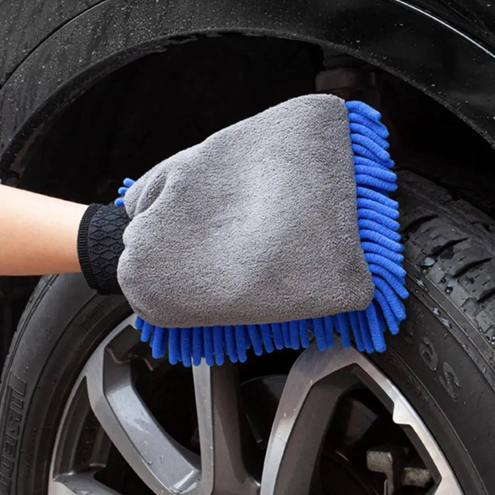 

Double-sided Car Wash Glove Chenille Car Wash Glove Double-sided Stain-removal Tool with Good Durability Thickened for Cars