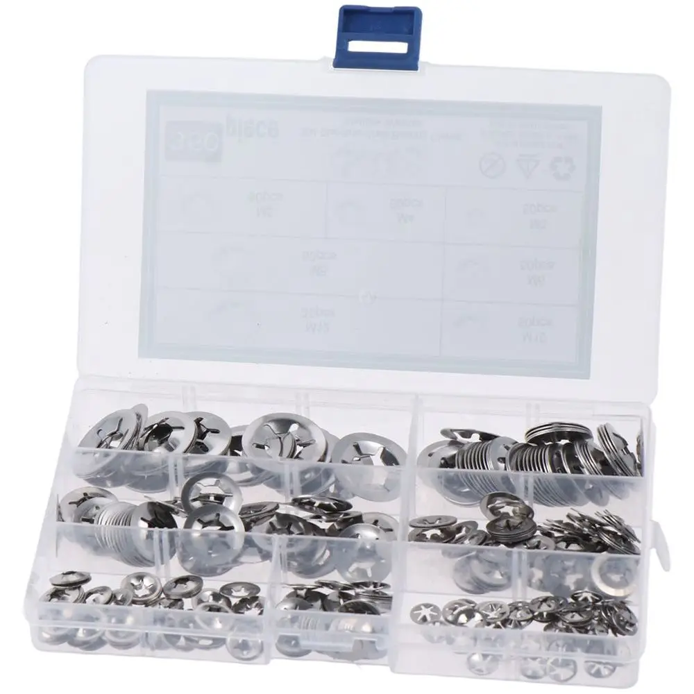 

350pcs M3 M4 M5 M6 M8 M10 M12 Internal Tooth Lock Washers 7 Sizes Spring Push-On Star Nut 304 Stainless Steel Locking Nuts