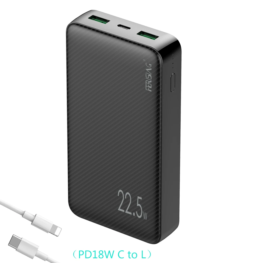 FERISING Mini Power Bank 20000mAh 22.5W Quick Charging External Battery Charger VOOC PD3.0 QC4.0 20000 mah Fast Charge PoverBank usb c portable charger Power Bank