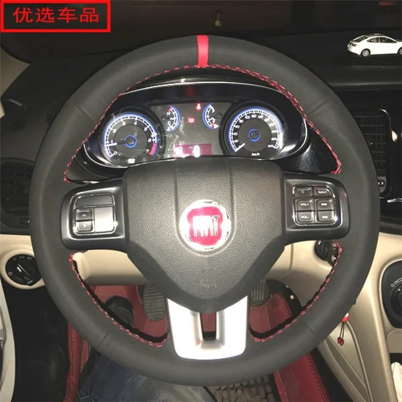 

for Fiat Grande Punto PUNTO/Punto Evo Van Auto Suitable Leather Hand-sewn Car Steering Wheel Cover Set Car Accessories