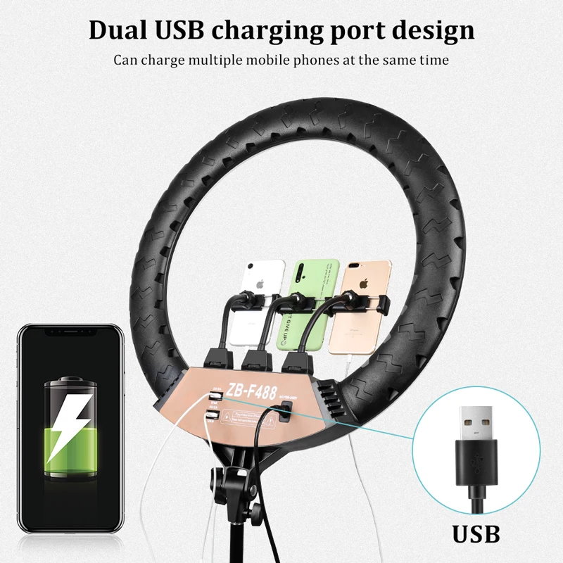 22" LED Light Rings 3200-6500K Color Temperature 0-100% Brightness With 2M Power Cable Lamp For Make Up/Photo Studio Shooting 3