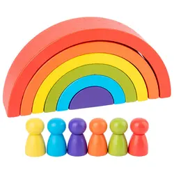 Blocs de construction Montessori créatifs en bois arc en ciel, jouets pour bébé, jeu de Jenga en bois, jouets éducatifs précoces pour enfants, nouvelle collection 