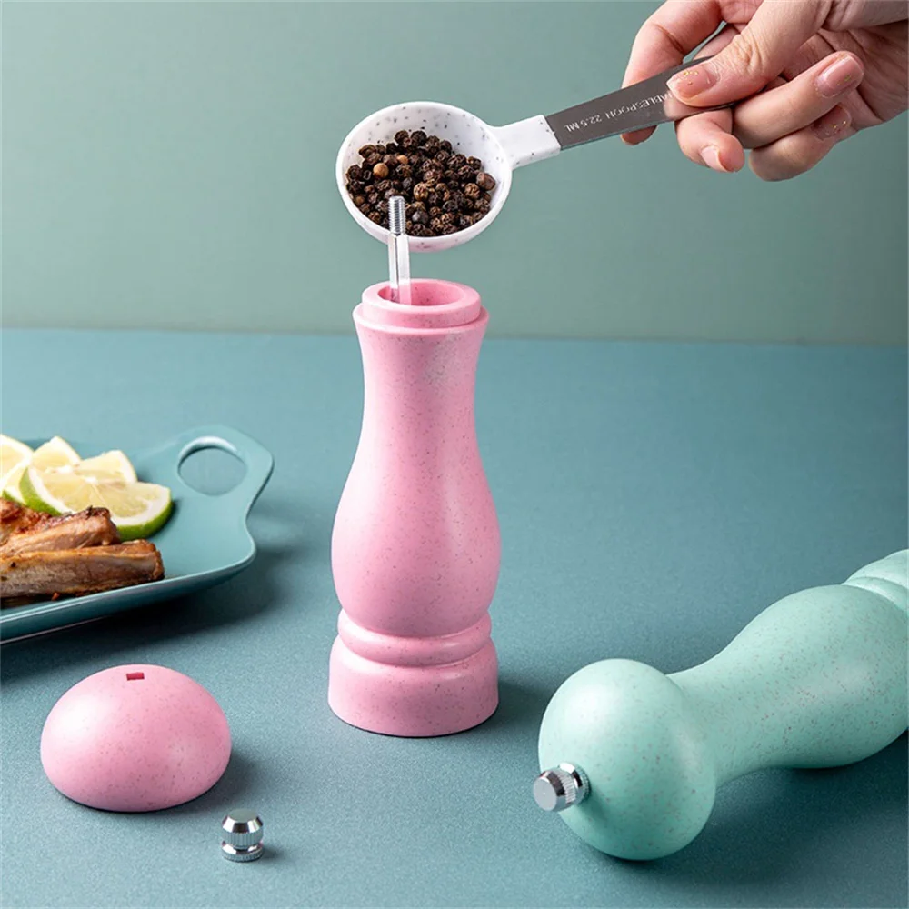 5/6inch Salt and Pepper Grinder, Solid Wood Spice Pepper Mill with Strong Adjustable Ceramic Grinder Kitchen Cooking Tools