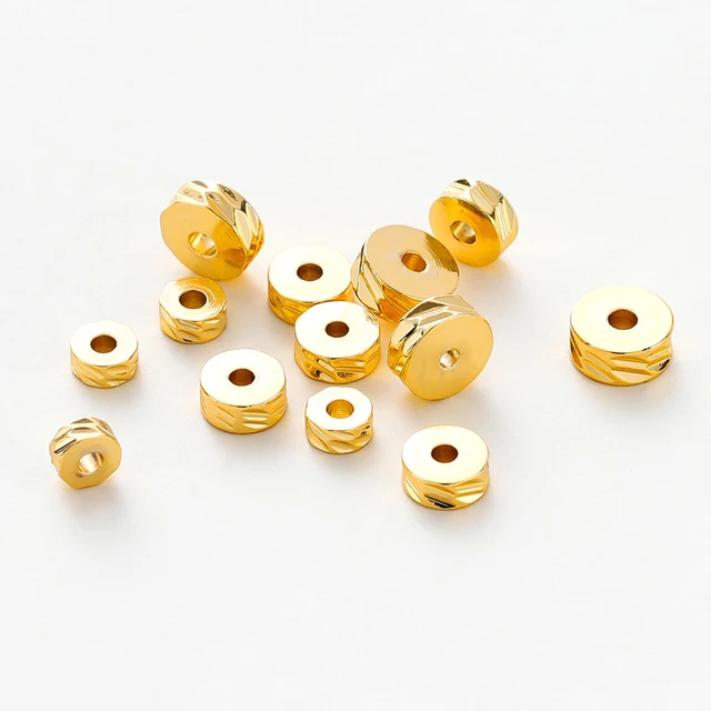 24K Gold Plated Brass Flower Heart Star Rondelle Gold Bead Spacers for  Jewelry Making 18k 4mm - AliExpress