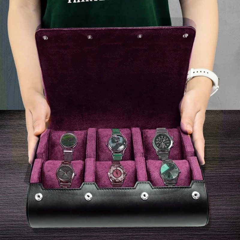 

Travel Watch Box Luxury Leathers Waterproof Watch Storage Boxes Removable Dustproof Watches Button Bag T8DE