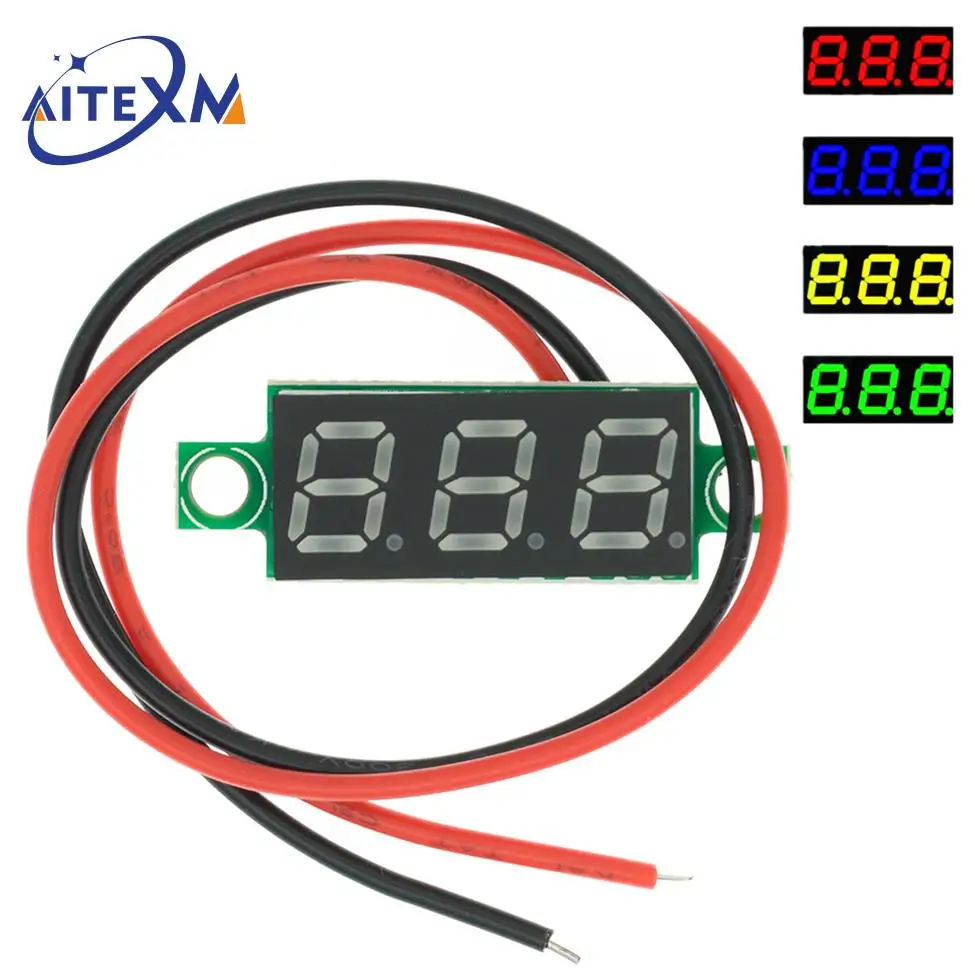 

0.28 Inch 2.5V-40V Mini Digital Voltmeter Voltage Tester Meter Red/Blue/yellow/green LED Screen Electronic Parts Accessories