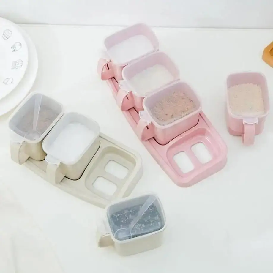 1 Set Mai Xiang Seasoning Box Plastic Seasoning Jar Set Kitchen Home Salt Jar Creative Seasoning Box Seasoning Jar