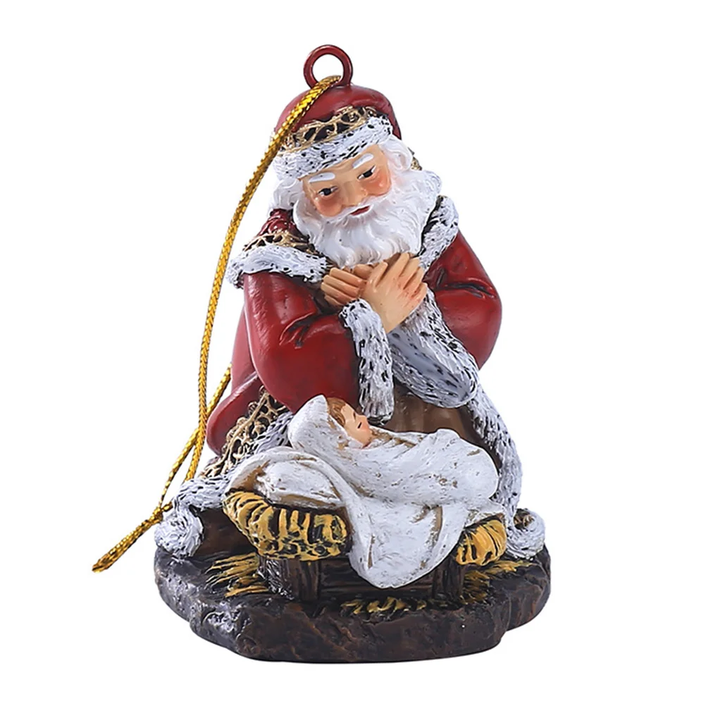 

Resin Santa Claus Figure Mini Hugging Baby Statue Christmas Tree Hanging Pendant Christmas Party Decoration