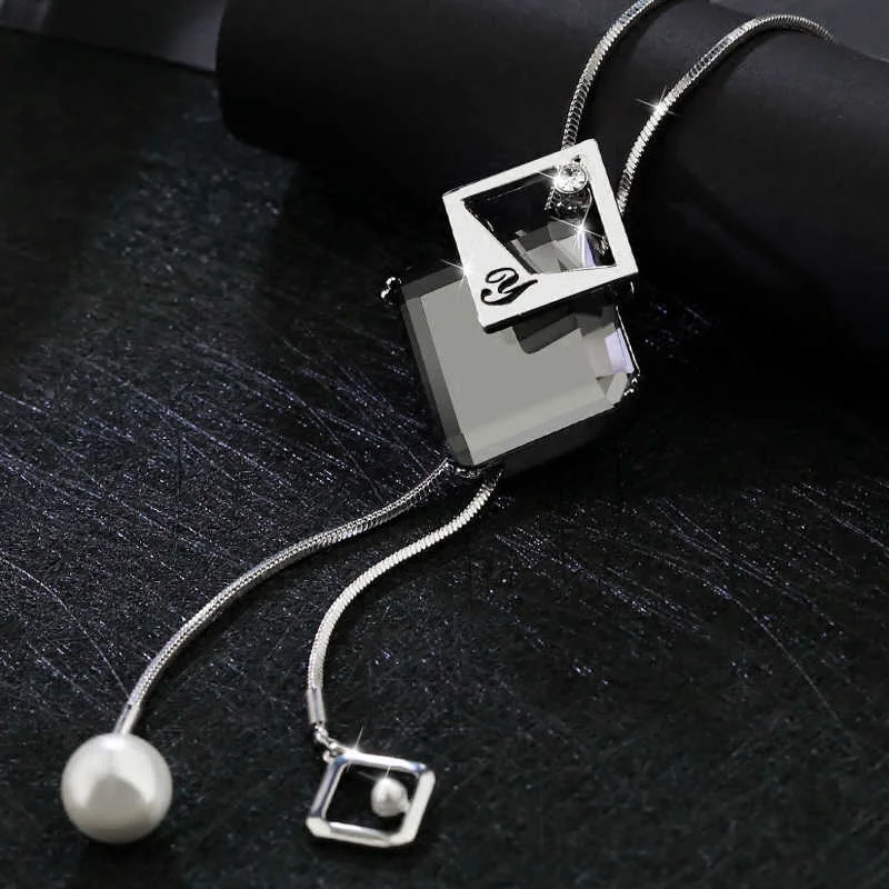 Kristall Geometrische Halsketten & Anhänger Für Frauen Collier Femme Mode Lange Aussage Halskette Zubehör Pullover Kette Schmuck – Detail 7