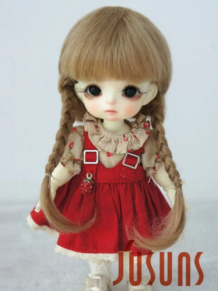Double Ponytail Braids 7-8inch Doll Wigs Hair with Bang for 1/4 BJD 1/3 1/6 WIG 