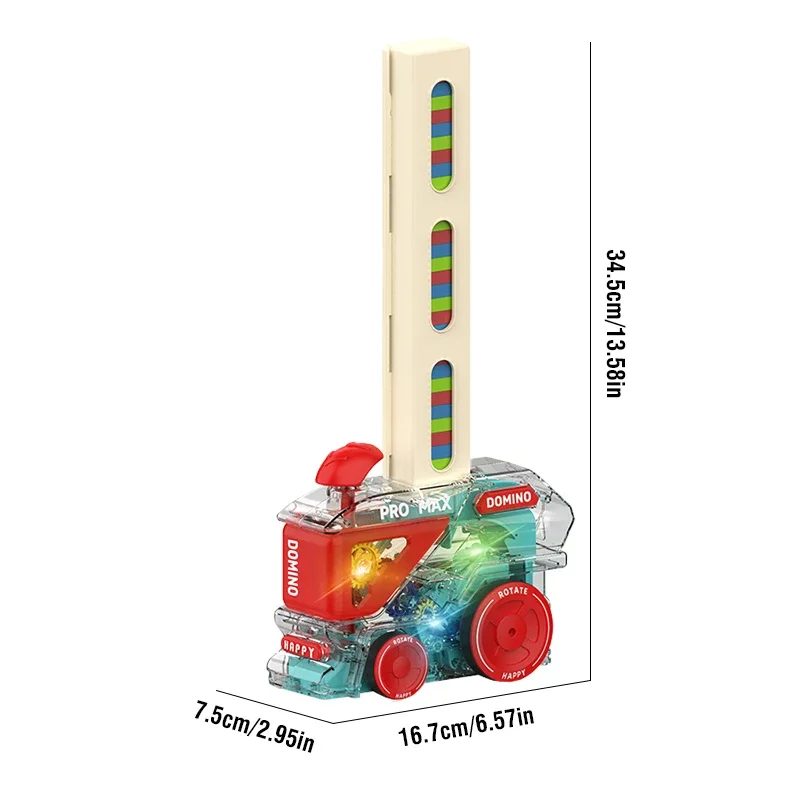Toy Building Blocks Domino Set Automatic Domino Train With 60 Dominos Montessori Early Educational STEM Toys Train DIY Building Blocks Christmas Birthday Gift