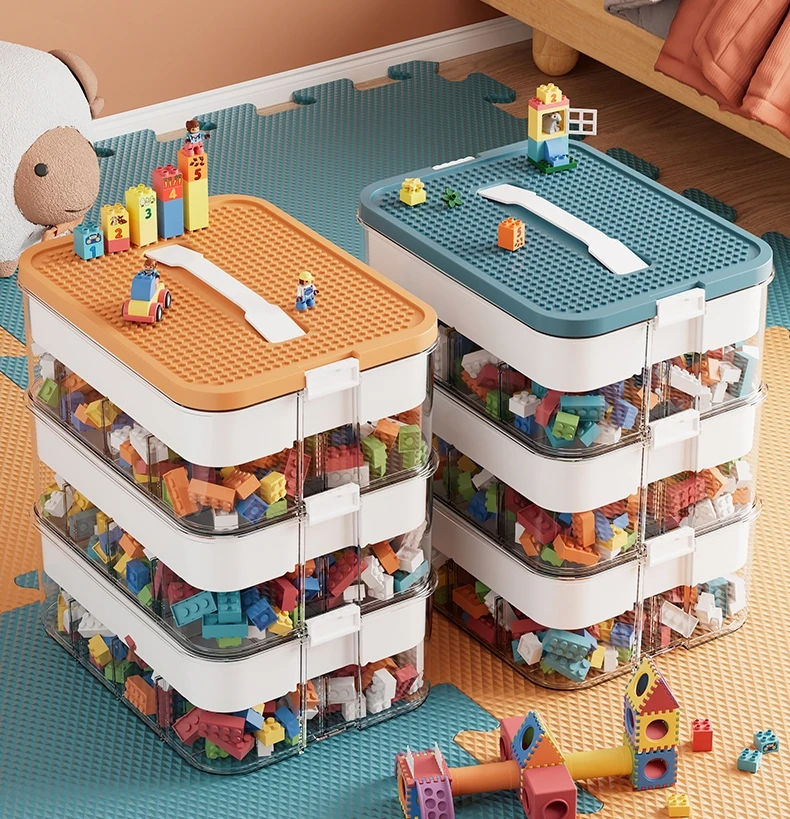 Caja de almacenamiento LEGO con tapa para niños, juguetes, bloques de  construcción, piezas de rompecabezas, caja de clasificación Lego, caja de  plástico, organizadores de almacenamiento - AliExpress