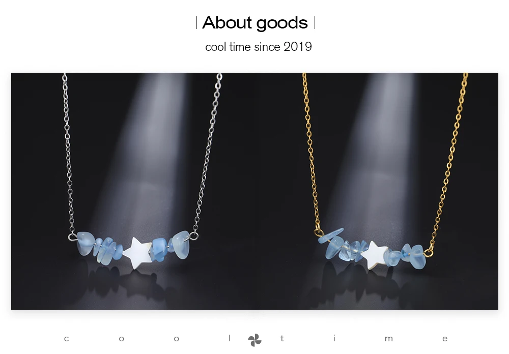 COOLTIME Fashion Star Damen Halskette Edelstahl Blauer Stein Halsband Halskette Schmuck Beste Wishies Geschenke – Detail 3