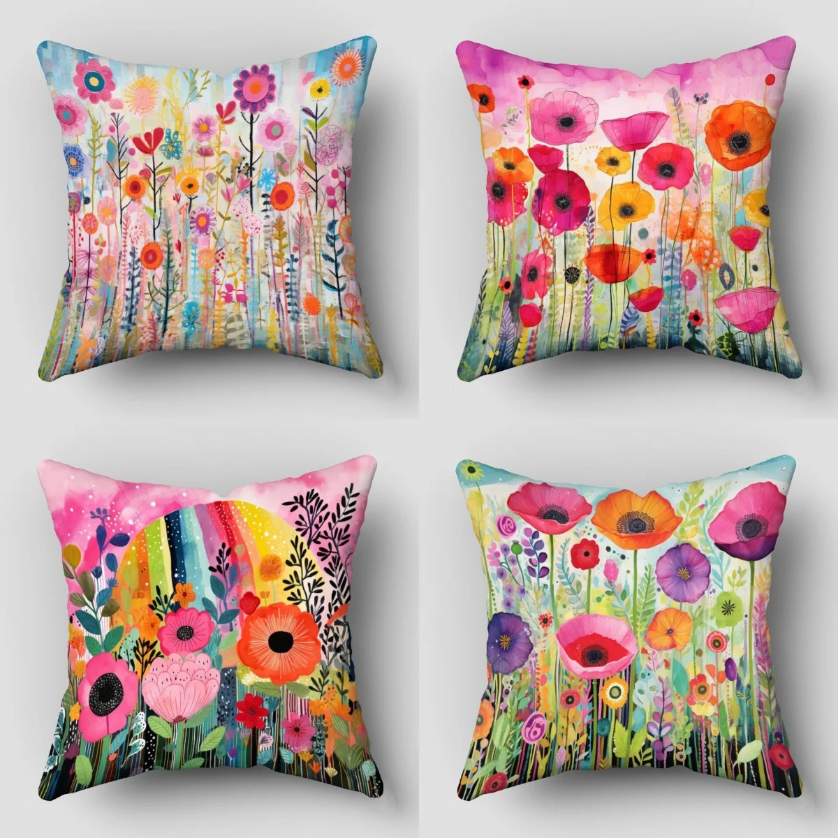 

Flowers Pillow Cover Bedroom Home Office Decorative Pillowcase Square Zipper Pillow Cases Fabric Eco-Friendly 10.16WJY