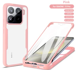 360° Full Body Screen Protector Case - Ultra Soft Silicone Bumper Cover for Xiaomi 14 Ultra (Pink)