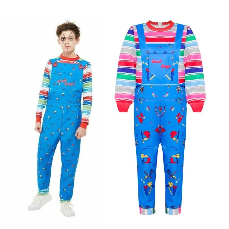 

Halloween Ghost Doll Child's Play Children's Figure Performance Costume Styling Costume Round Neck Cosplay Long Sleeve Clothes