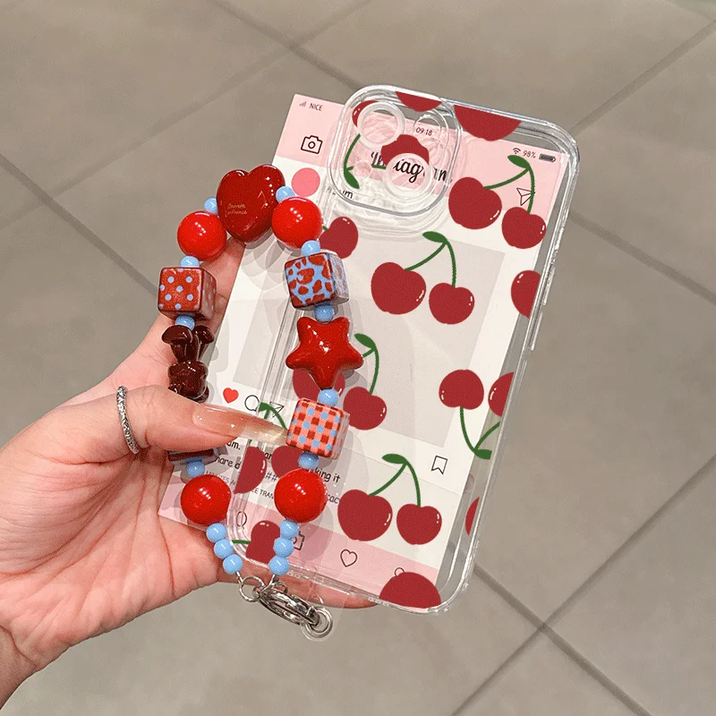 Red Cherry Chain Soft Clear Phone Case