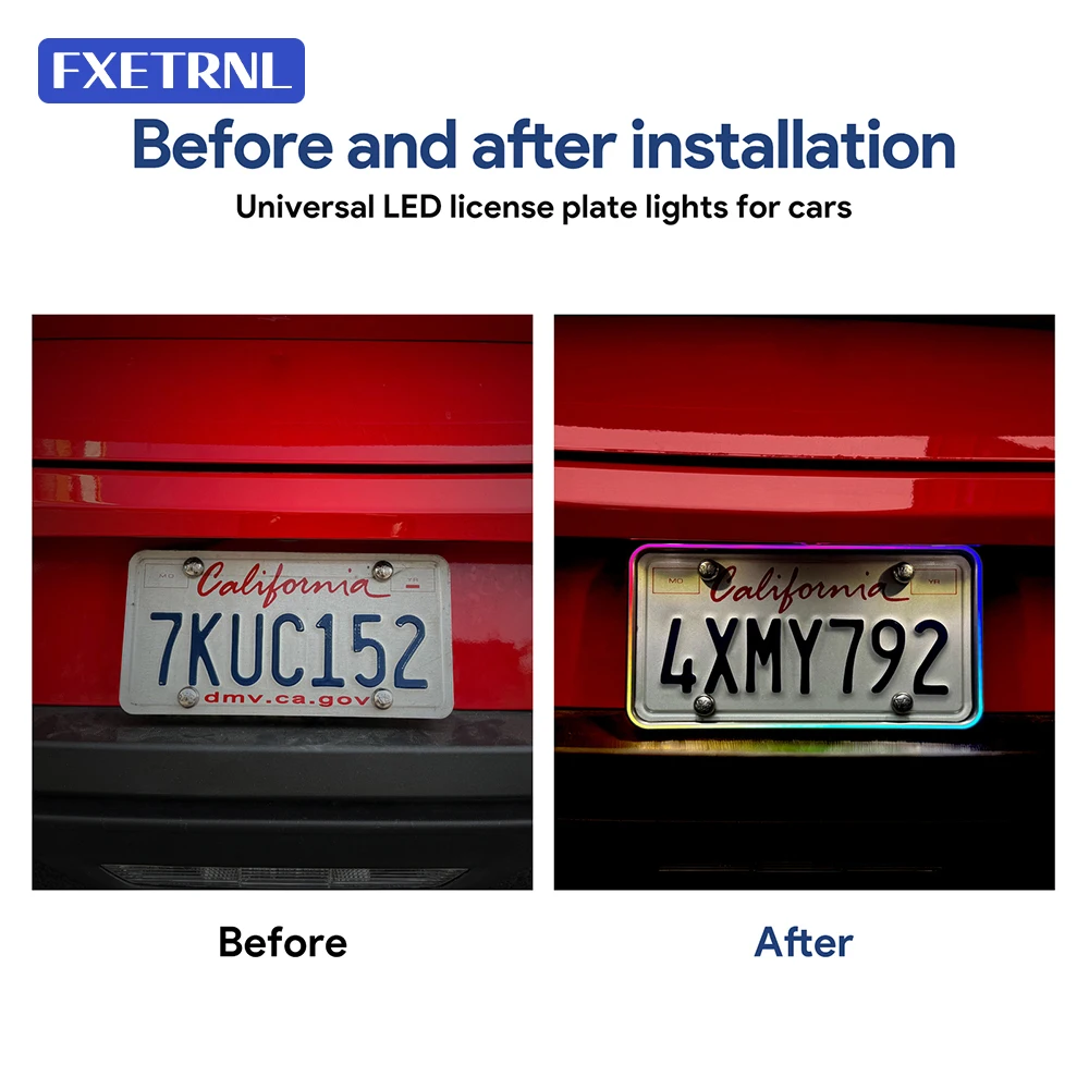 USDM/JDM 자동차 LED 후면 번호판등 크롬 ABS 앱 제어 RGB 점멸 브레이크 경고등 기능 트럭 SUV DC12V
