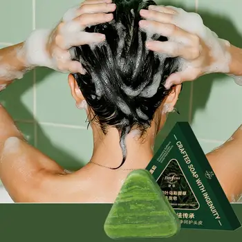 Shampoo Solido Rinfrescante al Cipresso e Erba Usman per Controllo Olio, Pulizia, Sollievo dal Prurito del Cuoio Capelluto, Lisciante e Volumizzante