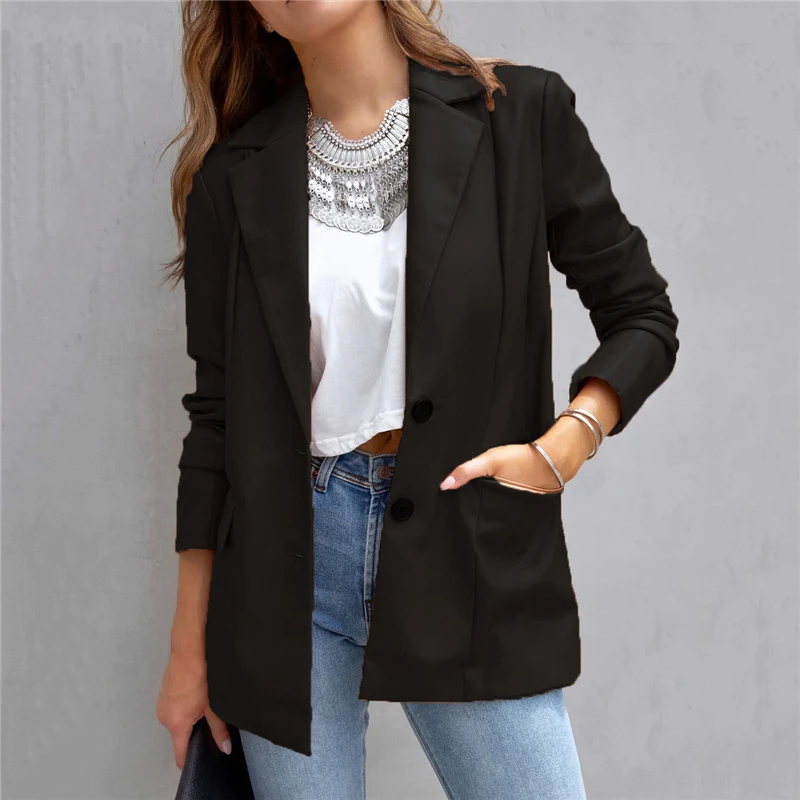 2023 Autumn Women Vintage PU Leather Long Sleeve Elegant Fashion Blazers Female Korean Casual Streetwear Solid Tunic Suit Coats