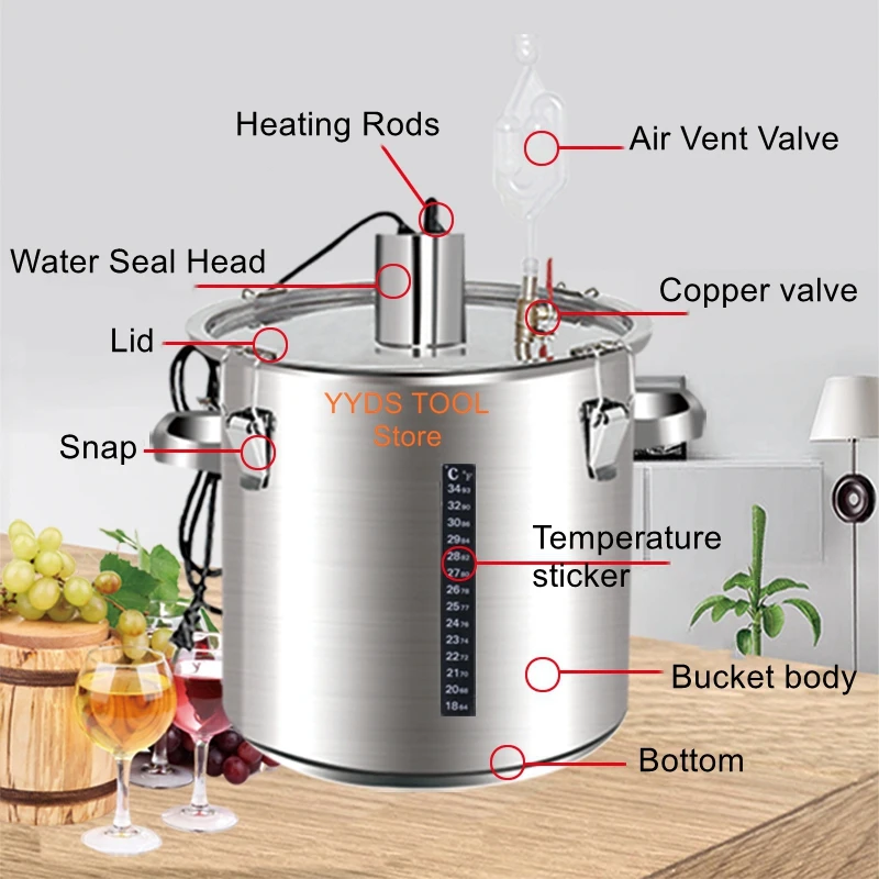Constant temperature fermentation barrel brewing barrel stainless steel heating steam wine fruit enzyme equipment