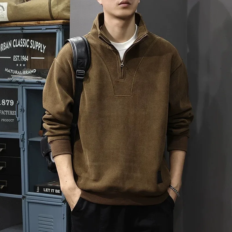 New Half-zipper Stand-up Collar Men's Sweater