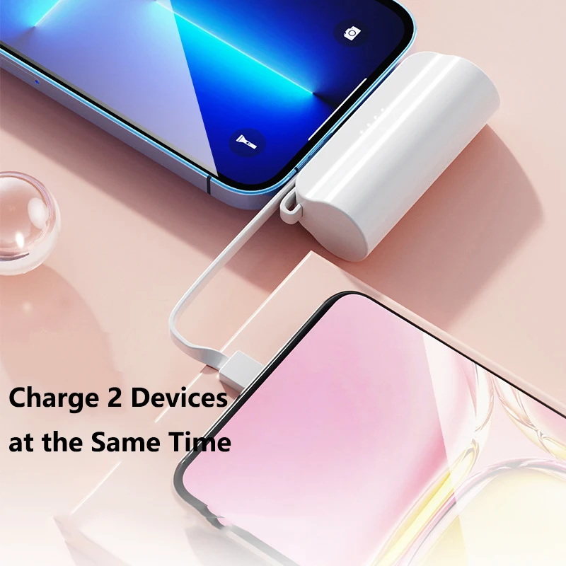 Mini Capsule Power Bank 5000 MAh With Cable Plug For IPhone Type C Powerbank External Battery Charger For Samsung Huawei Xiaomi_voghion.com