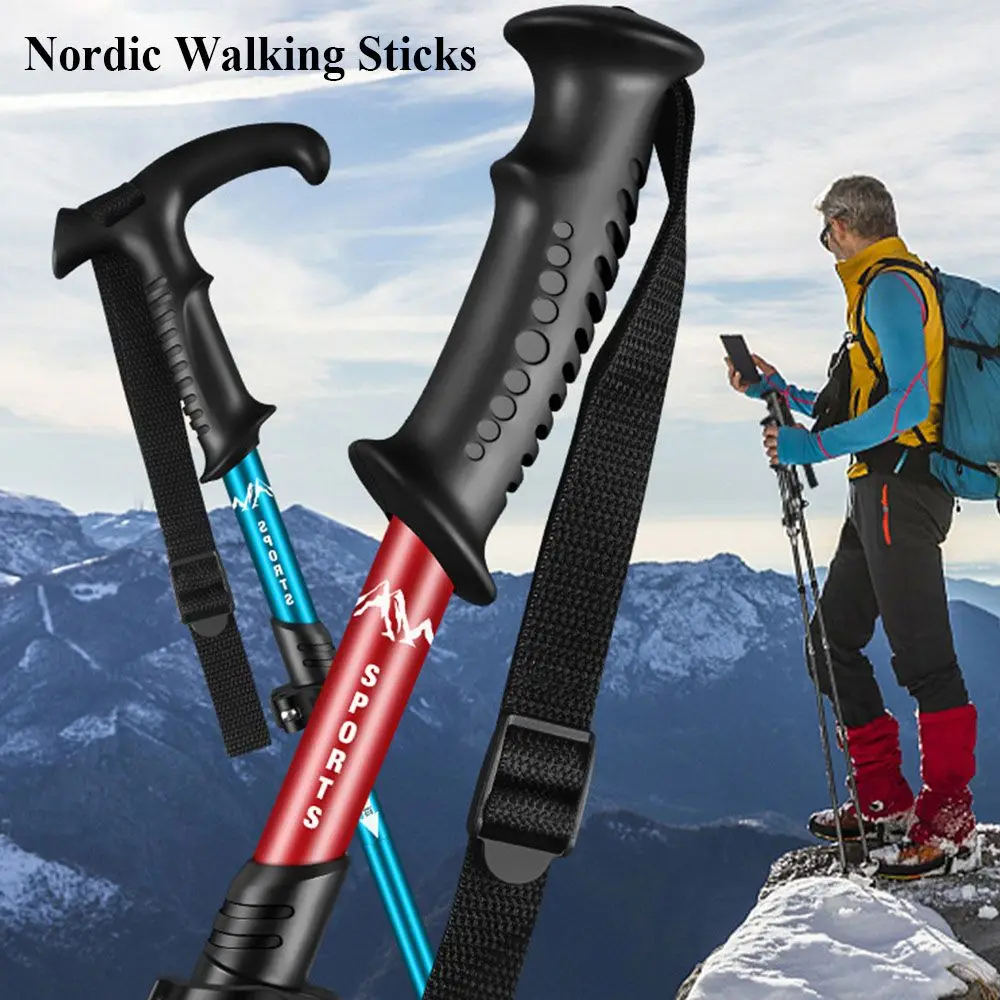 Styles Aluminum Outdoor Abs Handle Folding Trekking Poles Telescopic