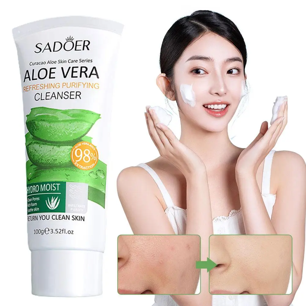 

Aloe Vera Facial Cleanser Refreshing Clear And Moisturizing Hydrating Product Soften Repair Care Improve Skin Tone Skin Soo Z9M4