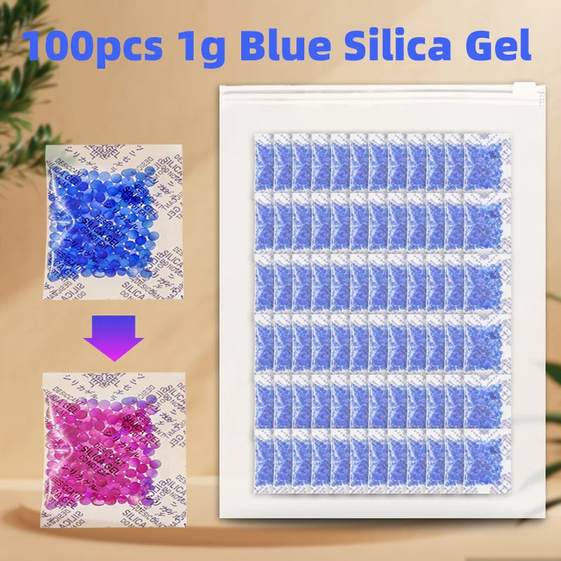 50/100pcs 1g Blue Silica Gel Desiccant Packet Dehumidifier Electronic Products Industrial Grade Color-changing Desiccant