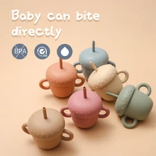 

2022 Baby Feeding Straw Cup Baby Cartoon Mushroom Shape Learning Drinking Cup With Handle Toddler Water Bottle Kids Supplise