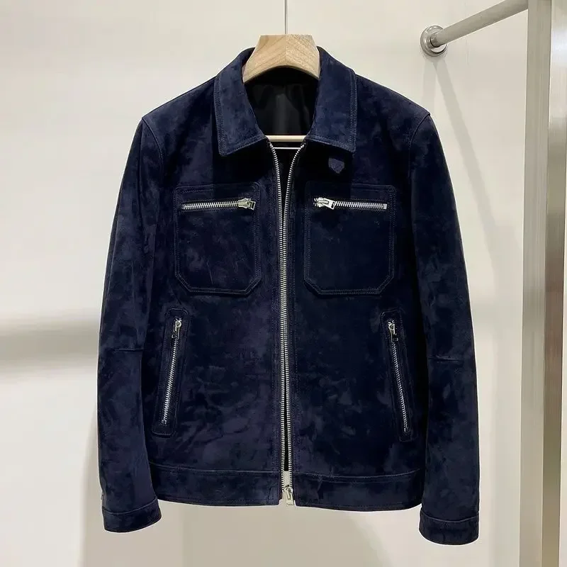 High-end Casual Jacket Men 2025 Autumn and Winter Korean Version of Fashion Muntjac Velvet Jacket Lapel Locomotive Slim Coat 4