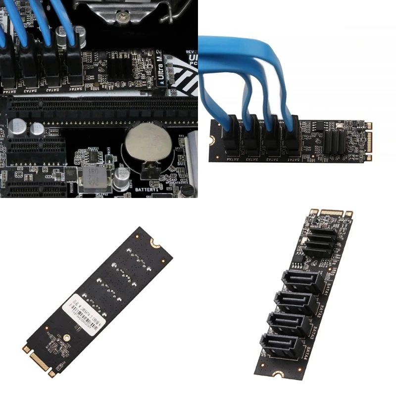 

NVME to Expansion Card M.2 PCIE M Key 4 Port SATA3.0 M.2 SATA3 Controller
