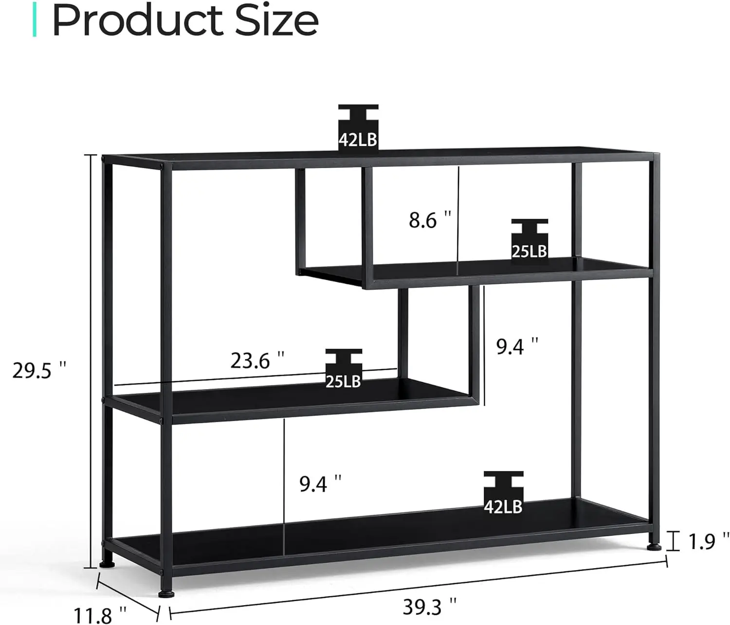 LINSY HOME Console Table 4-Tier Sofa Tables for Entryway Narrow Tables Open Storage Shelves 39.3&rdquo; Console