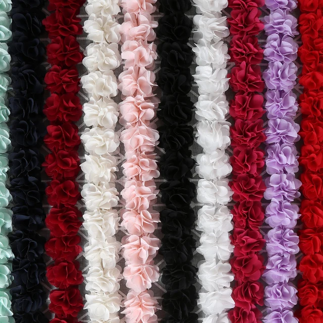 3D 시폰 꽃 DIY 레이스 트림은 의류 액세서리로 다양한 장식에 사용할 수 있는 소녀를 위한 패션 아이템입니다.